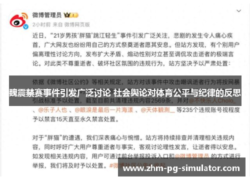 魏震禁赛事件引发广泛讨论 社会舆论对体育公平与纪律的反思